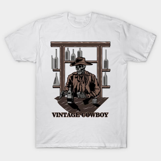 Vintage Skull Cowboy #4 T-Shirt by BLUESIDE